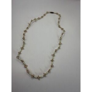Vintage Pearl & Rose Beaded Necklace – Delicate Natural Stone Jewelry